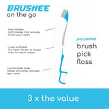 Brushee 3-in-1 Disposable Mini Toothbrush and Travel Toothbrush, 24-Pack